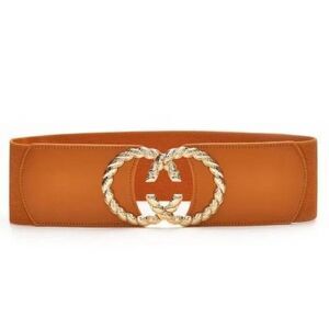 NEW WOMEN Stretchy Belt Metal Buckle Brown1